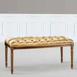 Wohnen Polsterbank Bettbank in Gold & Buche Braun - Machipo