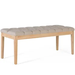 Wohnen Polsterbank in Beige mit Holzgestell - Briana