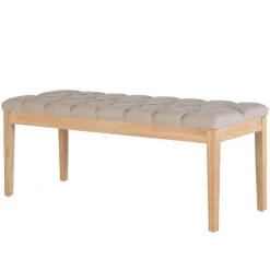 Wohnen Polsterbank in Beige mit Holzgestell - Briana