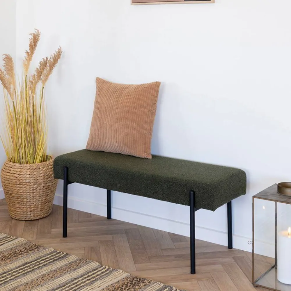 Wohnen Esszimmerbänke|Sitzbank*Polsterbank in Dunkelgrün Boucle - Barahona