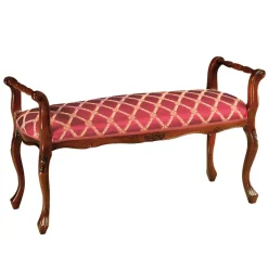 Wohnen Italienische Möbel|Braune Möbel*Polsterbank in Rot Gold Muster Magari mit Holz Nussbaumfarben