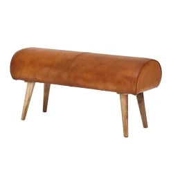 Wohnen Küchenbänke|Esszimmerbänke*Polsterbank mit Ledersitz in Cognac Braun - Tonas