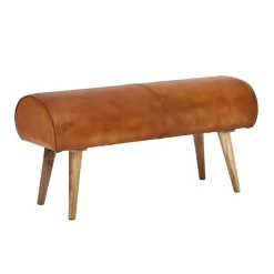 Wohnen Küchenbänke|Esszimmerbänke*Polsterbank mit Ledersitz in Cognac Braun - Tonas