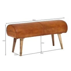 Wohnen Küchenbänke|Esszimmerbänke*Polsterbank mit Ledersitz in Cognac Braun - Tonas