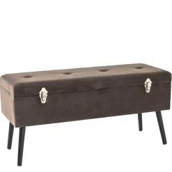 Wohnen Küchenbänke|Bettbänke*Polsterbank Truhe aus Samt in Taupe - Landhuis