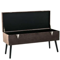 Wohnen Küchenbänke|Bettbänke*Polsterbank Truhe aus Samt in Taupe - Landhuis