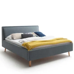 Wohnen Polsterbett in Blaugrau & Eiche Natur - Grafics