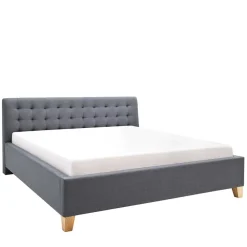 Wohnen Polsterbett in Grau & Eiche - Saludio