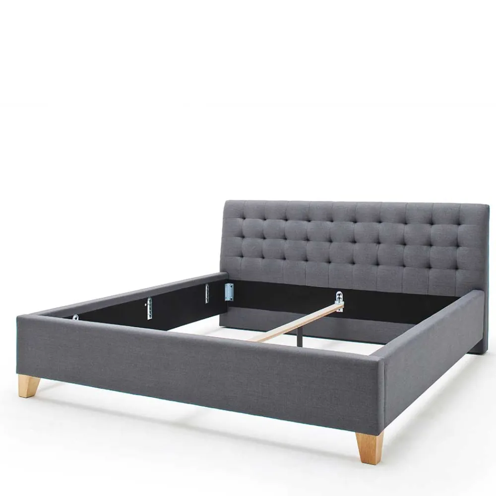 Wohnen Polsterbett in Grau & Eiche - Saludio