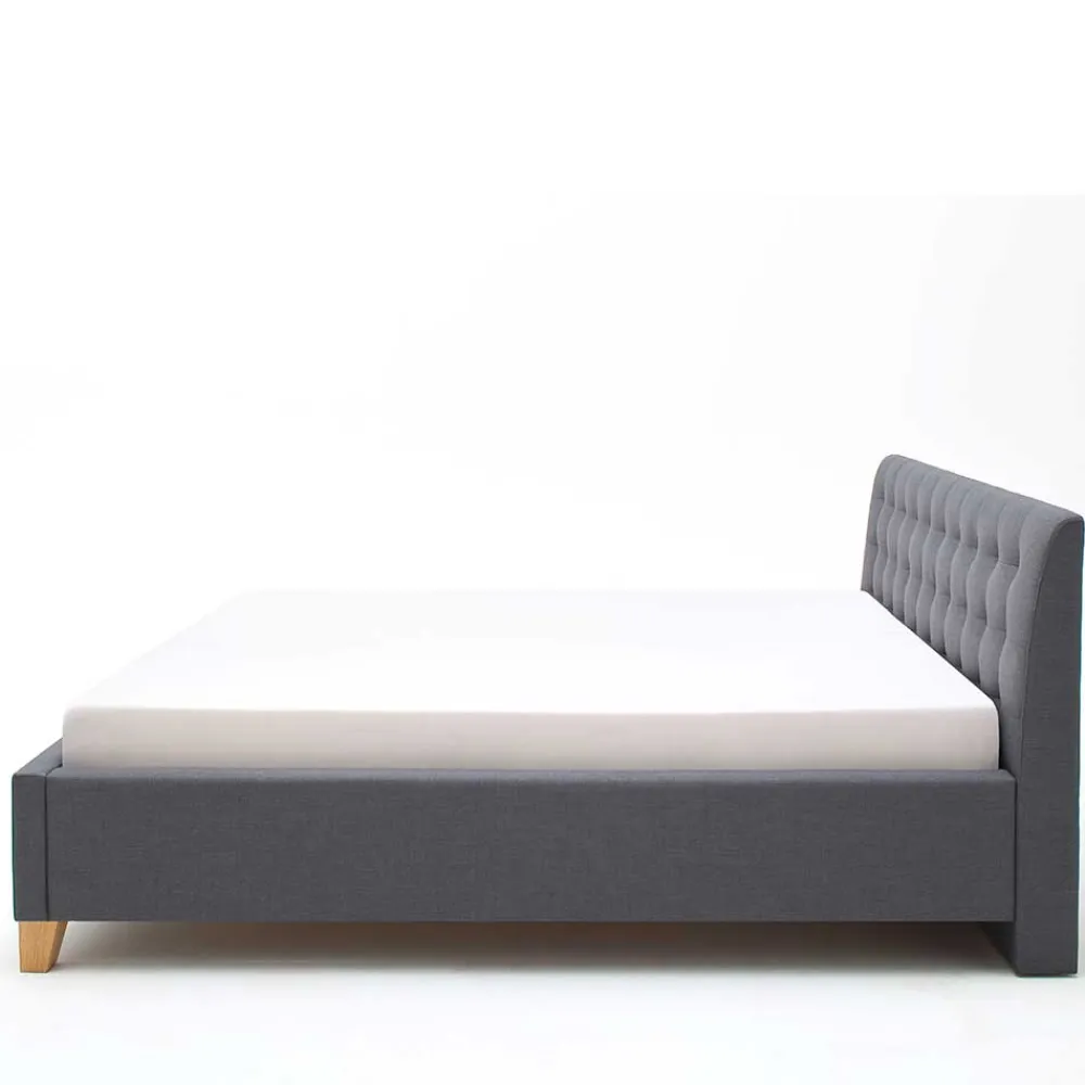 Wohnen Polsterbett in Grau & Eiche - Saludio