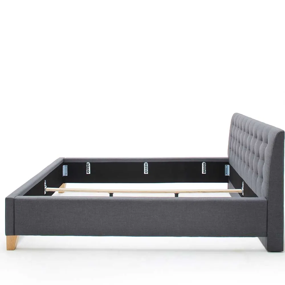 Wohnen Polsterbett in Grau & Eiche - Saludio