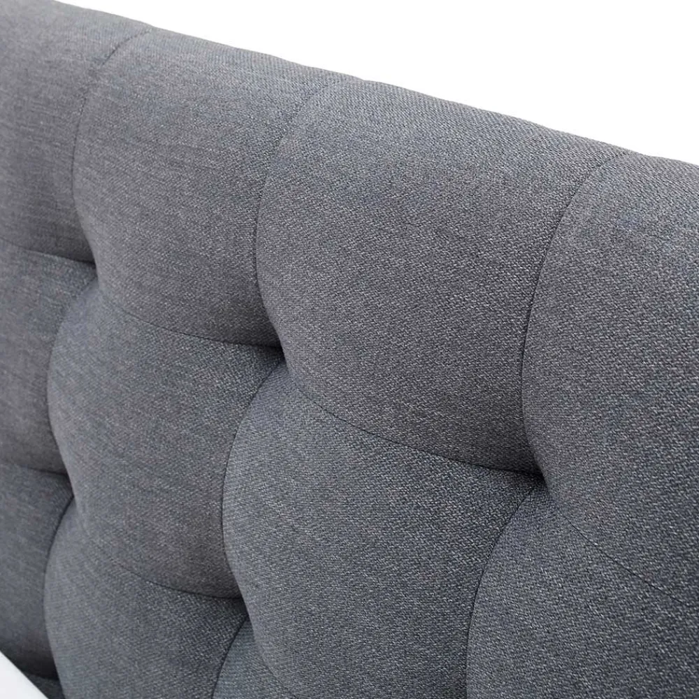 Wohnen Polsterbett in Grau & Eiche - Saludio