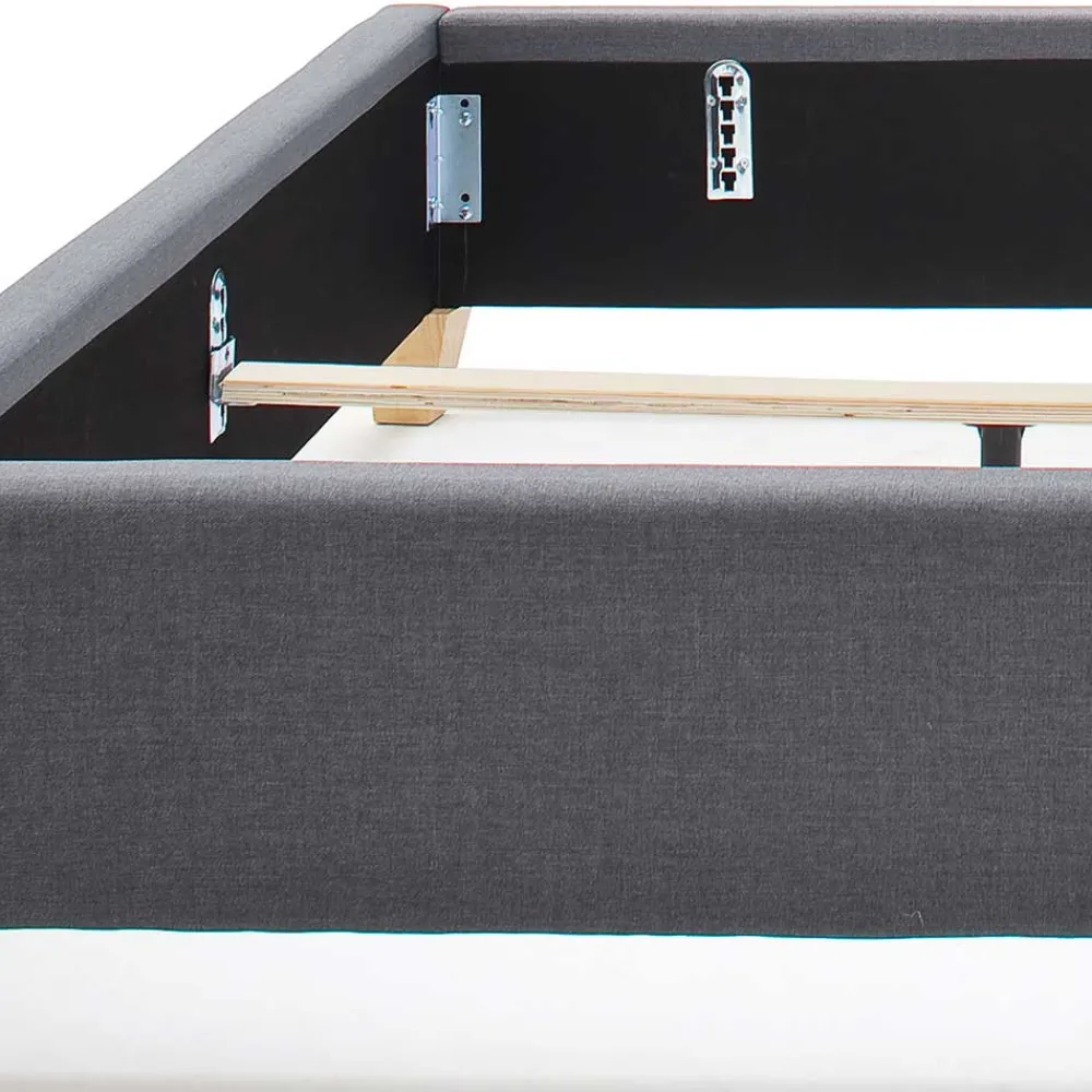 Wohnen Polsterbett in Grau & Eiche - Saludio