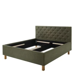 Wohnen Betten|Betten*Polsterbett in Oliv Grün & Eiche - Miania
