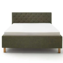 Wohnen Betten|Betten*Polsterbett in Oliv Grün & Eiche - Miania