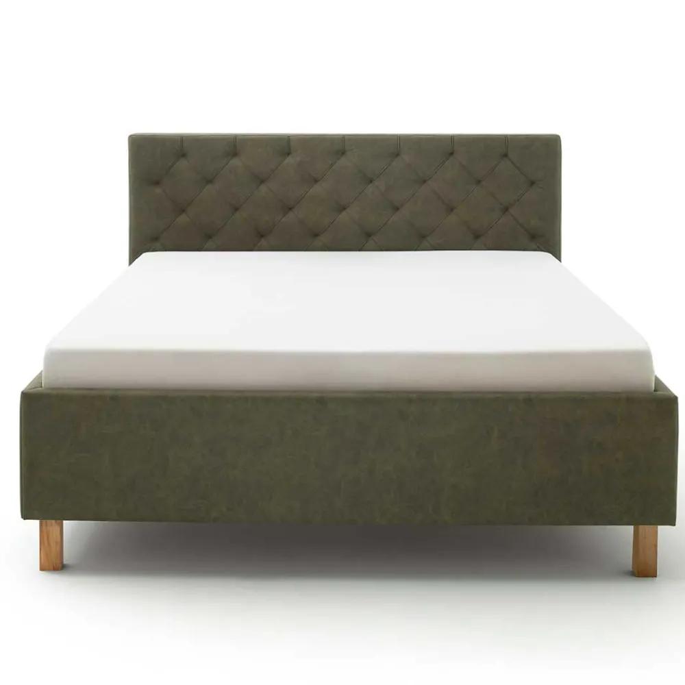 Wohnen Betten|Betten*Polsterbett in Oliv Grün & Eiche - Miania