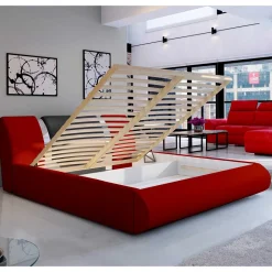 Wohnen Jugendbetten*Polsterbett in Rot mit Schwarz - Hawaian