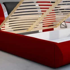 Wohnen Jugendbetten*Polsterbett in Rot mit Schwarz - Hawaian