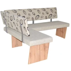 Wohnen Küchenbänke|Esszimmerbänke*Polster-Eckbank in Beigegrau und Eiche Natur - Saliva VII