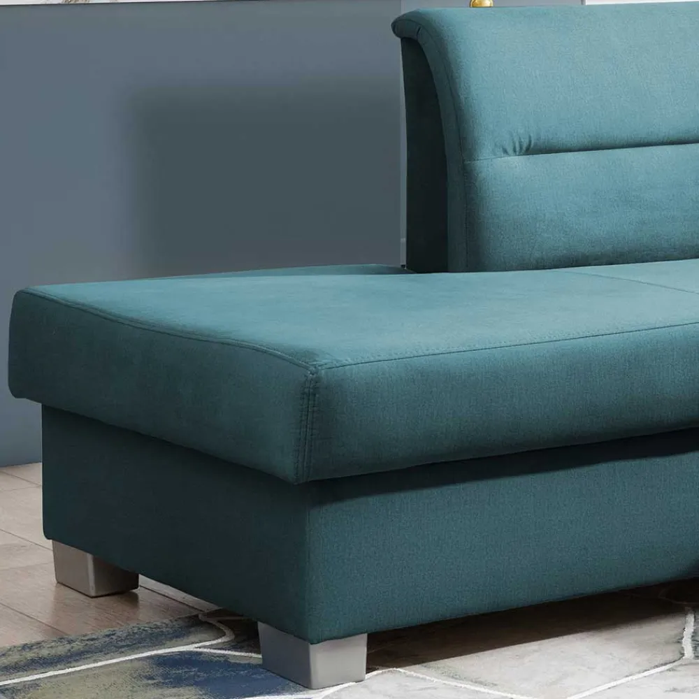 Wohnen Schlafsofas|Betten*Polsterecke mit Bettfunktion in Petrol Blau - Orastie