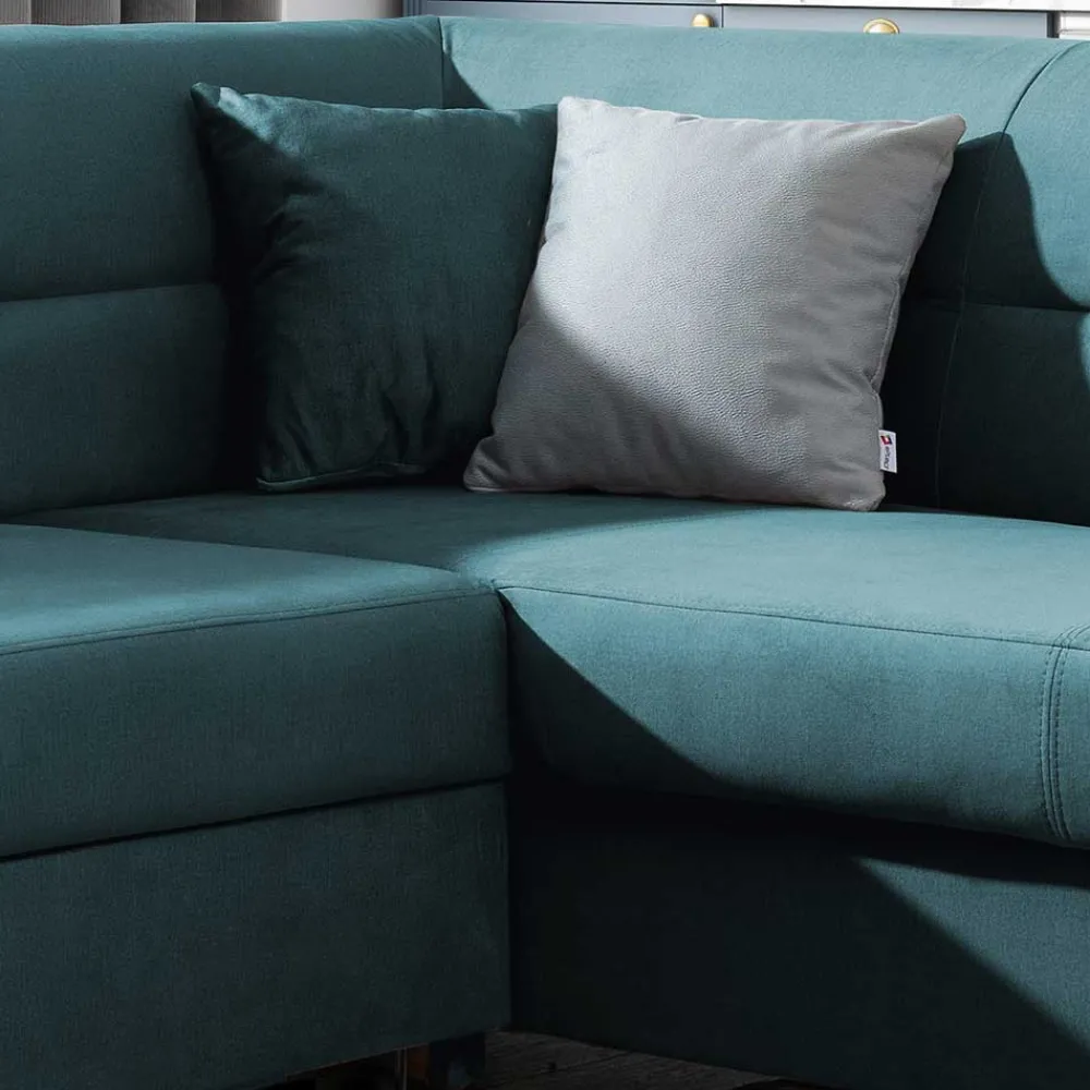 Wohnen Schlafsofas|Betten*Polsterecke mit Bettfunktion in Petrol Blau - Orastie