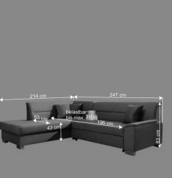 Wohnen Schlafsofas|Betten*Polsterecke mit Bettfunktion in Petrol Blau - Orastie