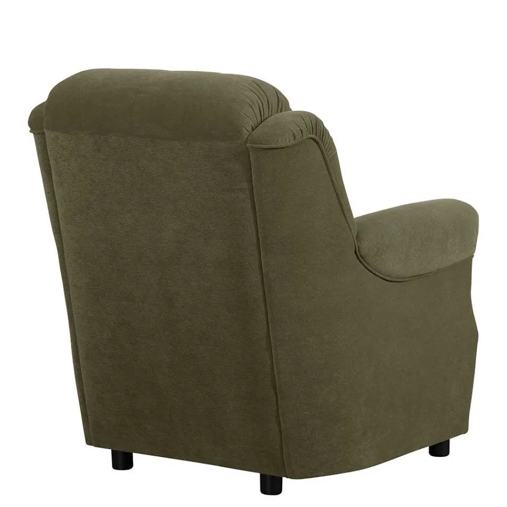 Wohnen Polstergarnitur in Dunkelgrün Flockstoff - Ramira (dreiteilig)