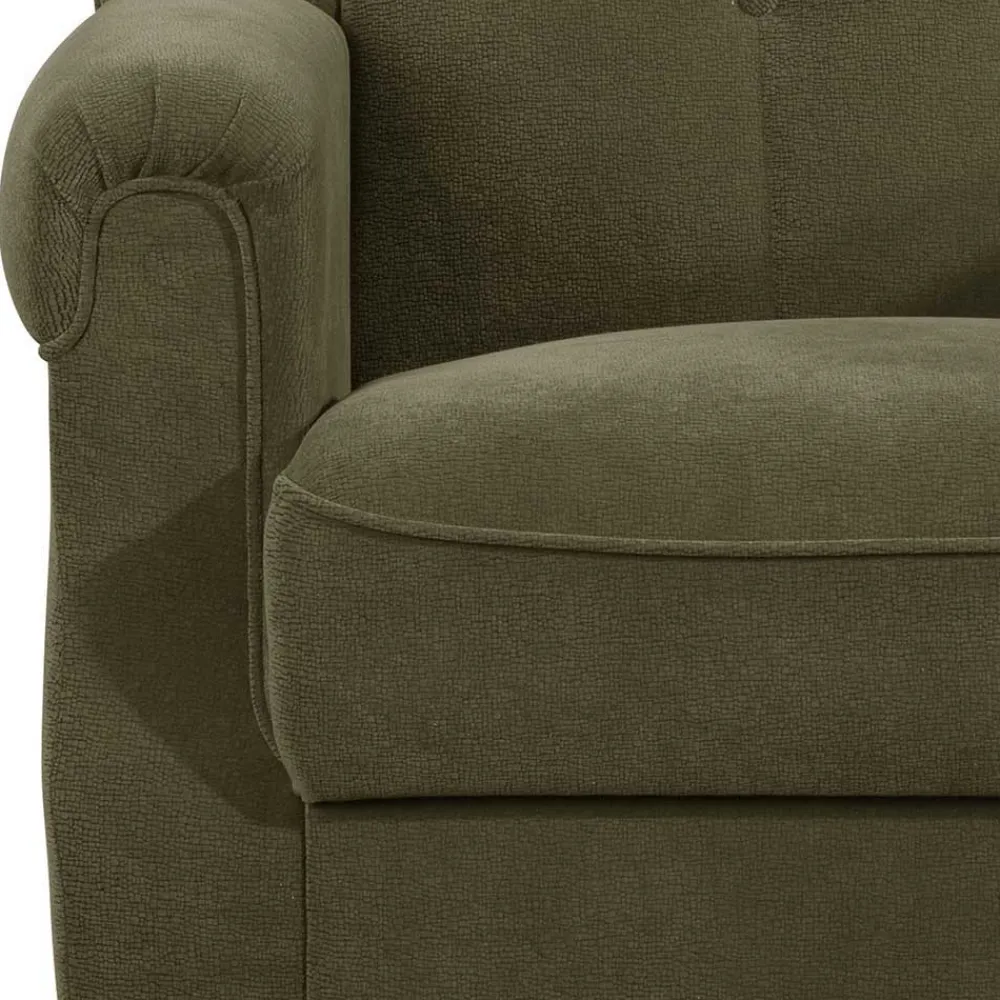 Wohnen Polstergarnitur in Dunkelgrün Flockstoff - Ramira (dreiteilig)