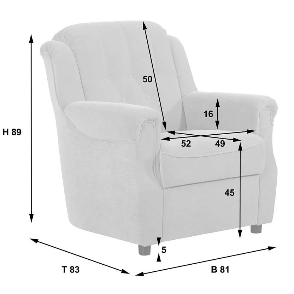 Wohnen Polstergarnitur in Dunkelgrün Flockstoff - Ramira (dreiteilig)