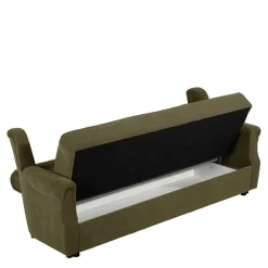 Wohnen Polstergarnitur in Dunkelgrün Flockstoff - Ramira (dreiteilig)