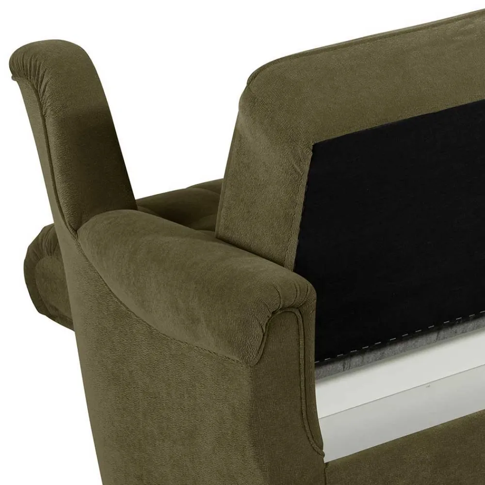 Wohnen Polstergarnitur in Dunkelgrün Flockstoff - Ramira (dreiteilig)