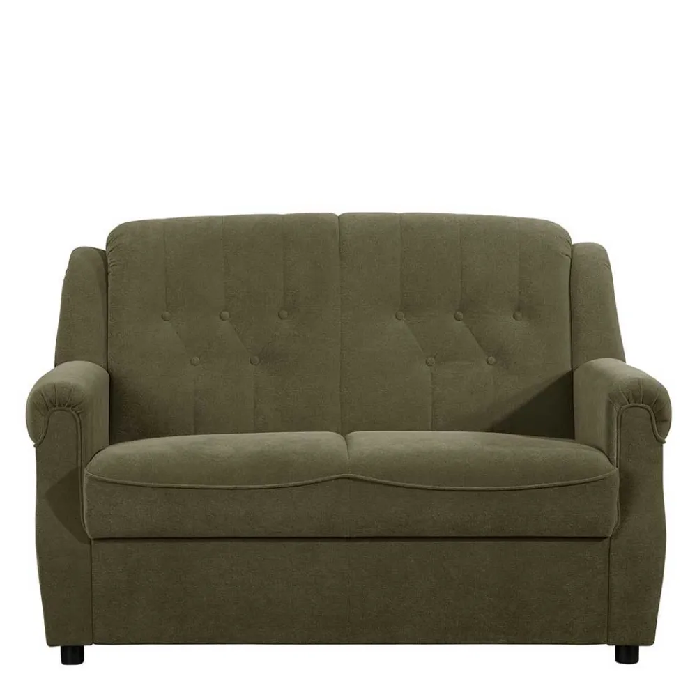 Wohnen Polstergarnitur in Dunkelgrün Flockstoff - Ramira (dreiteilig)