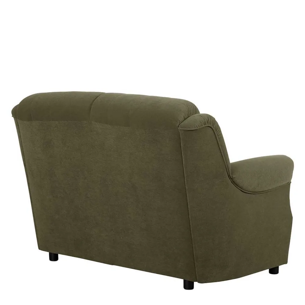 Wohnen Polstergarnitur in Dunkelgrün Flockstoff - Ramira (dreiteilig)