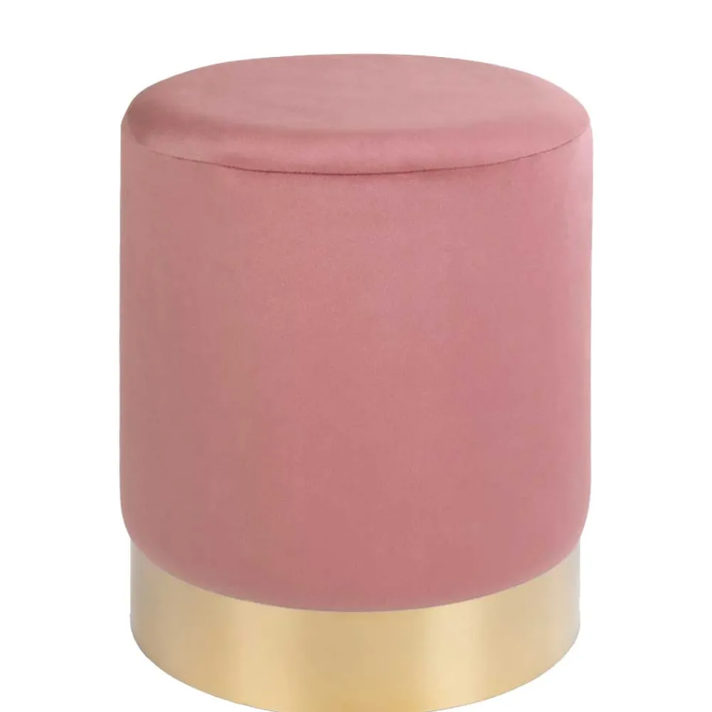 Wohnen Retro Möbel|Hocker*Polsterhocker in Rosa & Messingfarben - Ontentas