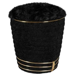 Wohnen Barhocker|Hocker*Polsterhocker in Schwarz mit Gold - Velsamos