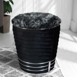 Wohnen Retro Möbel|Barhocker*Polsterhocker in Schwarz und Dunkelgrau - Galveston