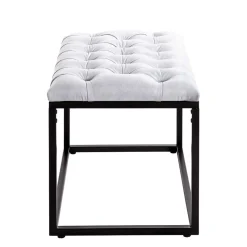 Wohnen Polsterhocker mit Knopfheftungen in Grau - Zalyna