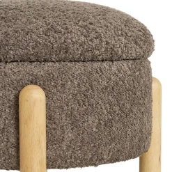 Wohnen Skandinavische Möbel|Braune Möbel*Polsterhocker mit Truhe in Braun Boucle - Pasterra