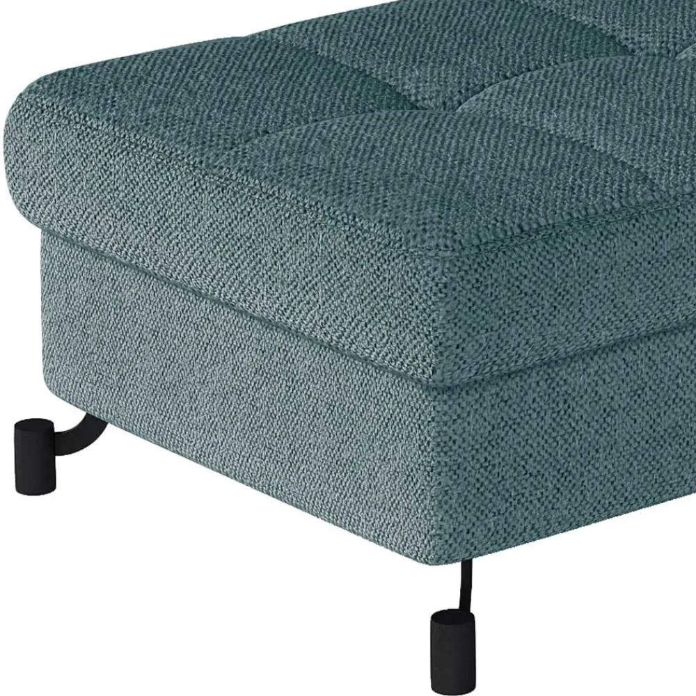 Wohnen Barhocker|Sessel & Hocker*Polsterhocker mit Truhe in Petrol Blau - Garisa