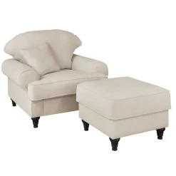 Wohnen Polstersessel & Hocker in Beige - Merandes (zweiteilig)