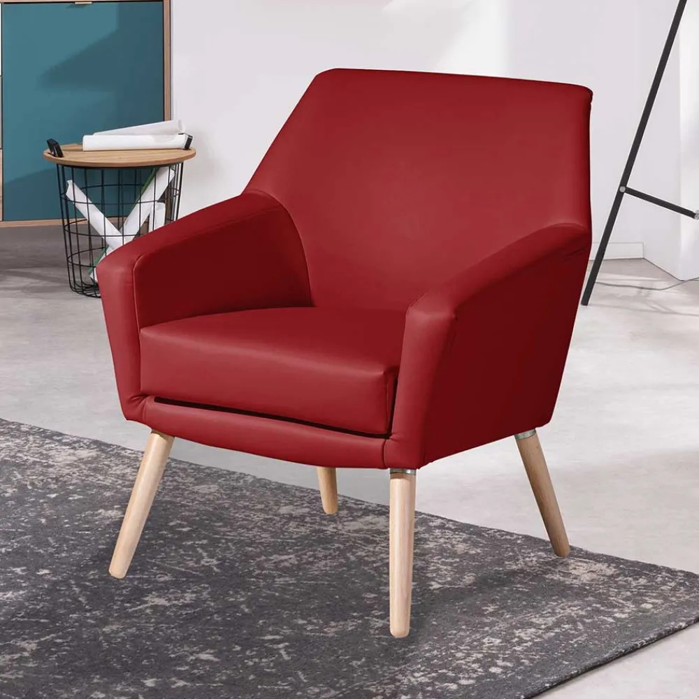 Wohnen Polstersessel aus rotem Kunstleder - Jymma