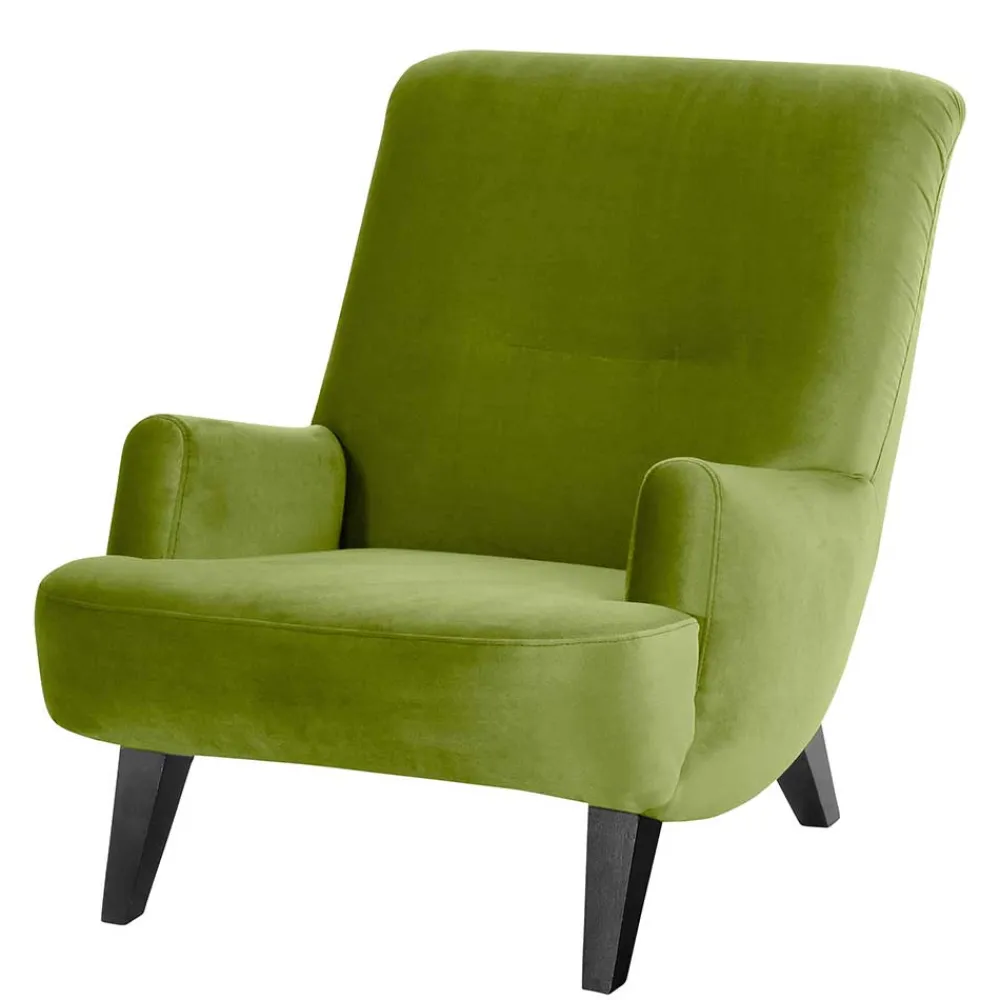 Wohnen Schwarze Möbel|Sessel & Hocker*Polstersessel in Oliv Grün und Schwarz - Sofia