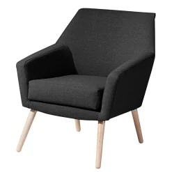 Wohnen Retro Möbel|Sessel*Polstersessel in Schwarz und Buche Natur - Gates