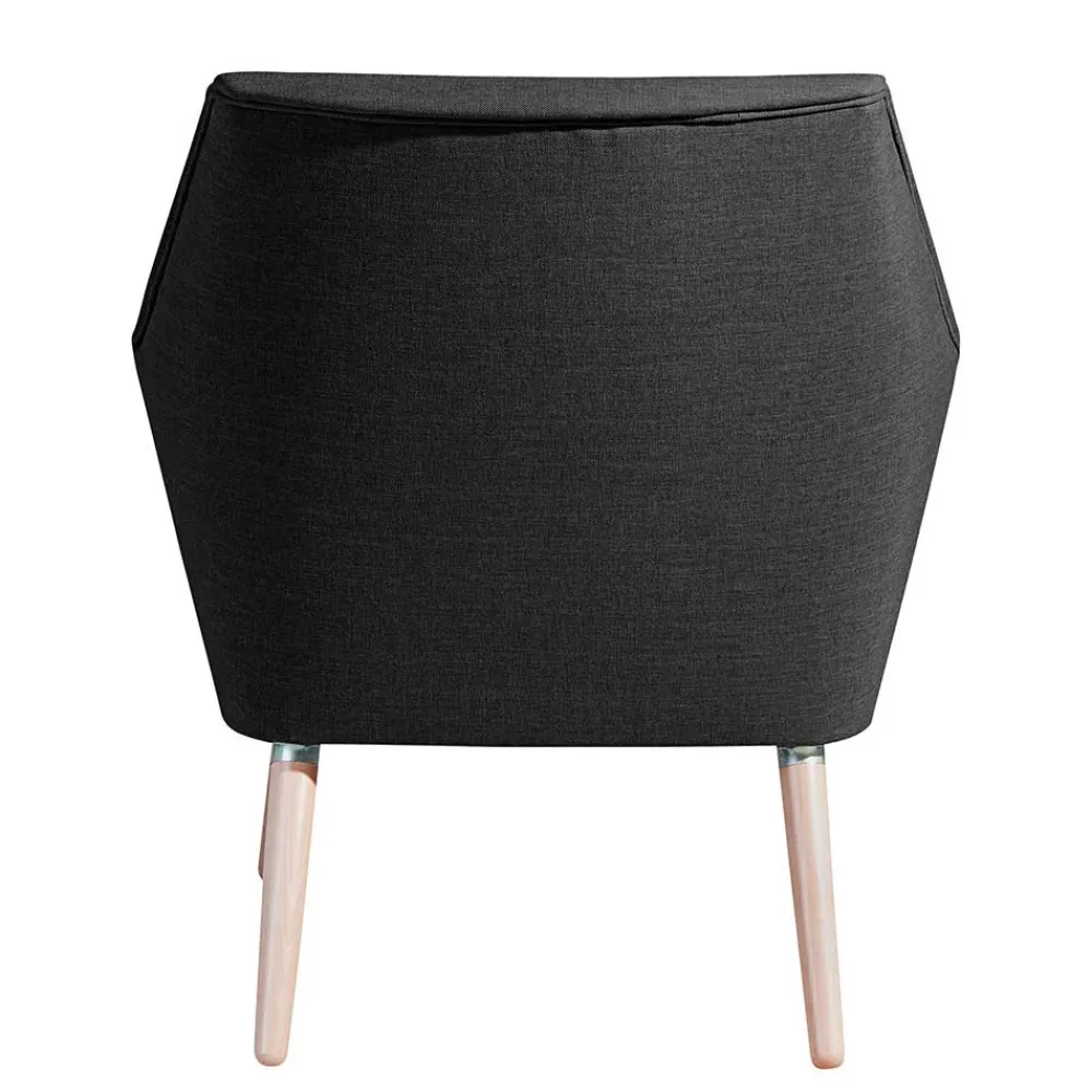 Wohnen Retro Möbel|Sessel*Polstersessel in Schwarz und Buche Natur - Gates
