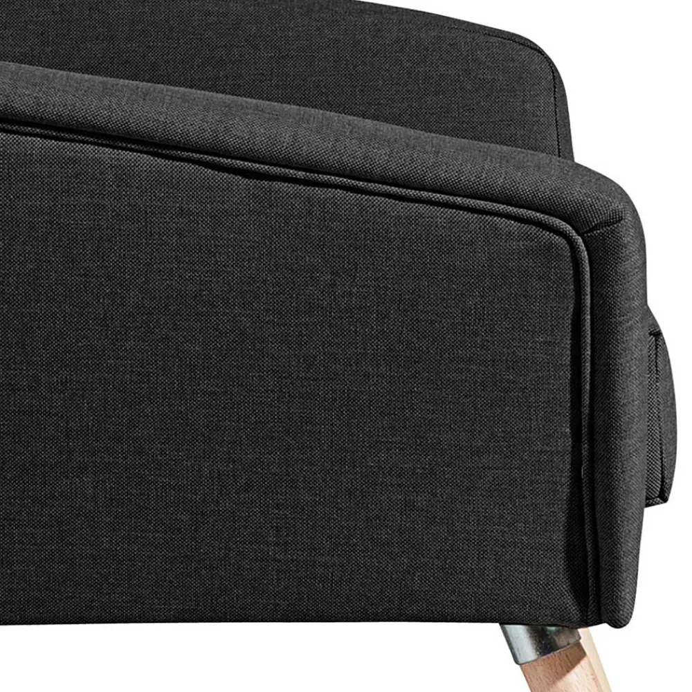 Wohnen Retro Möbel|Sessel*Polstersessel in Schwarz und Buche Natur - Gates