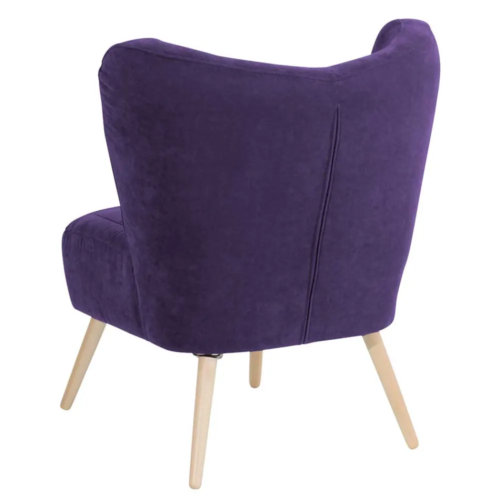 Wohnen Retro Möbel|Sessel*Polstersessel in Violett Velours - Coralla