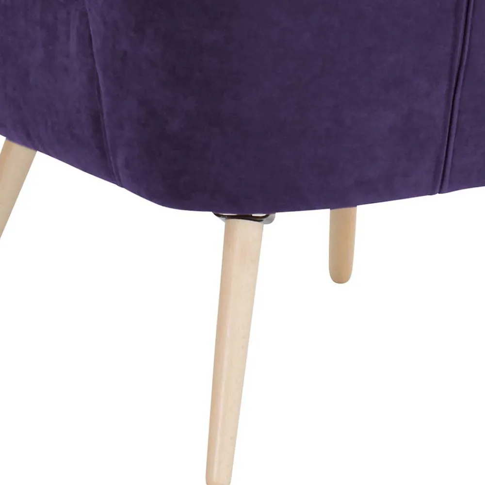 Wohnen Retro Möbel|Sessel*Polstersessel in Violett Velours - Coralla