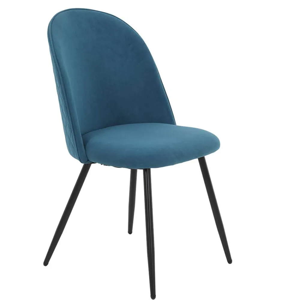 Wohnen Stühle|Retro Möbel*Polsterstühle in Petrol & Schwarz - Jeandru (4er Set)