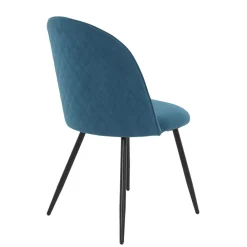 Wohnen Stühle|Retro Möbel*Polsterstühle in Petrol & Schwarz - Jeandru (4er Set)