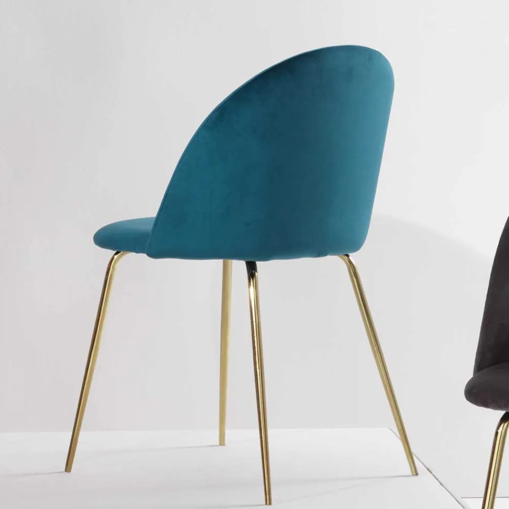 Wohnen Küchenstühle|Esszimmerstühle*Polsterstühle in Petrol Samt - Lametla (2er Set)